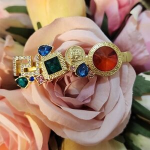 HAIR CLIP.  Elegant Gold and Multicolor Gemston